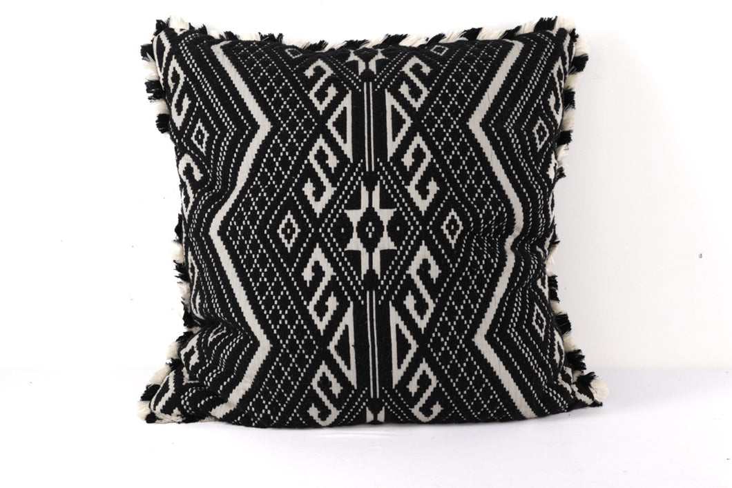 Large Black and White Aztec Pillow