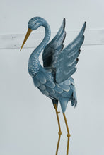 Load image into Gallery viewer, Large Blue Metal Crane Garden Sculpture
