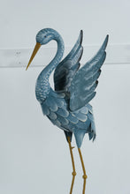 Load image into Gallery viewer, Large Blue Metal Crane Garden Sculpture
