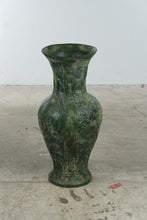 Load image into Gallery viewer, Large Chinese Green Dragon Lotus Floor Vase Carved Relief 36 Inch
