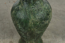Load image into Gallery viewer, Large Chinese Green Dragon Lotus Floor Vase Carved Relief 36 Inch
