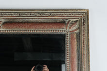 Load image into Gallery viewer, Large Ornate Tuscan Style Wall Mirror Distressed Red Gold Frame 43 x 55
