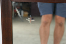 Load image into Gallery viewer, Vintage Mahogany Wall Mirror Etched Star Rosettes Large Rectangular Dresser Mirror
