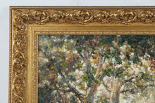 Load image into Gallery viewer, Large Signed Impressionist Landscape Oil Painting “TAT” – Framed Forest Path Scene 37x48 Gold Ornate Frame
