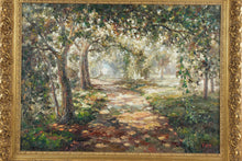 Load image into Gallery viewer, Large Signed Impressionist Landscape Oil Painting “TAT” – Framed Forest Path Scene 37x48 Gold Ornate Frame
