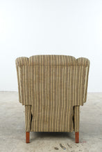 Load image into Gallery viewer, Traditional Wingback Recliner Chair with Striped Upholstery and Carved Claw Feet
