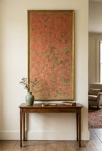 Load image into Gallery viewer, Indian Palampore Style Chintz Tree of Life Textile Art Framed Gold Bamboo 35 x 69
