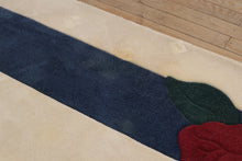 Load image into Gallery viewer, Large Ivory Carpet Rug with Navy Border and Rounded Corners

