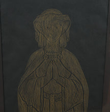 Load image into Gallery viewer, Mid Century Gothic Knight and Lady Wall Art Pair Brass Etched Panels Framed 21x46

