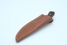 Load image into Gallery viewer, Larry Page Custom Fixed Blade Knife with Stabilized Wood Handle &amp; Leather Sheath
