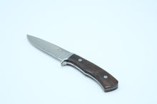 Load image into Gallery viewer, Larry Page Custom Fixed Blade Knife with Stabilized Wood Handle &amp; Leather Sheath
