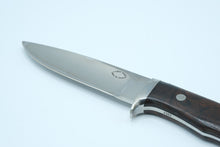 Load image into Gallery viewer, Larry Page Custom Fixed Blade Knife with Stabilized Wood Handle &amp; Leather Sheath
