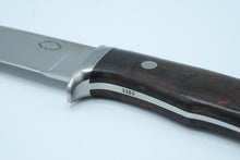 Load image into Gallery viewer, Larry Page Custom Fixed Blade Knife with Stabilized Wood Handle &amp; Leather Sheath
