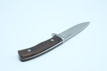 Load image into Gallery viewer, Larry Page Custom Fixed Blade Knife with Stabilized Wood Handle &amp; Leather Sheath
