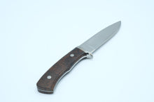 Load image into Gallery viewer, Larry Page Custom Fixed Blade Knife with Stabilized Wood Handle &amp; Leather Sheath
