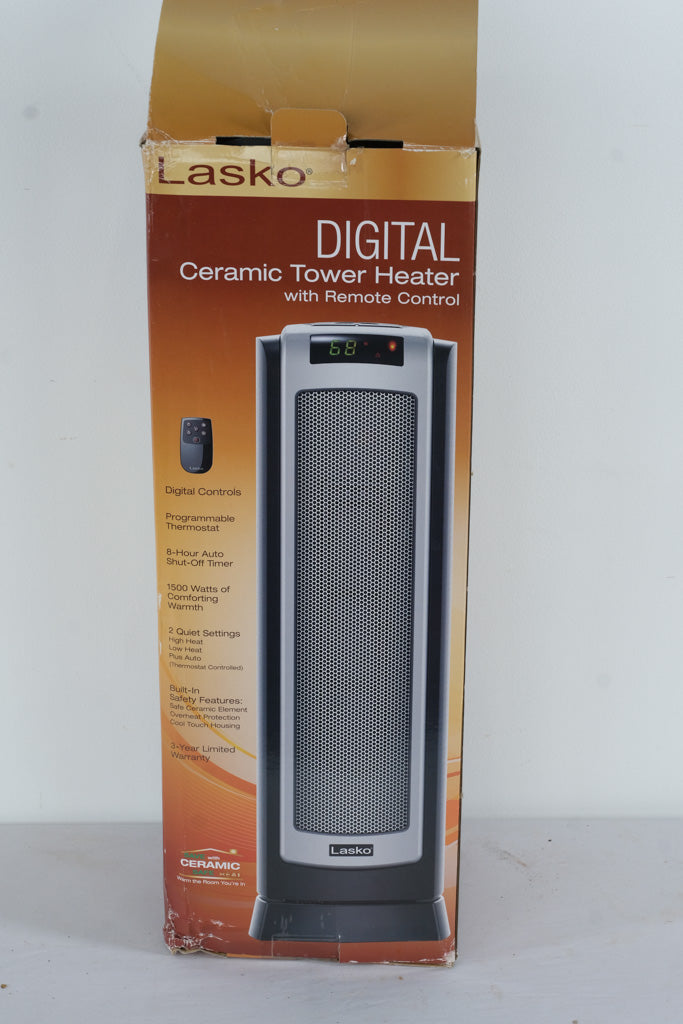 Lasko CT22722 Digital Ceramic Tower Heater with Remote Control – 1500W Programmable Space Heater