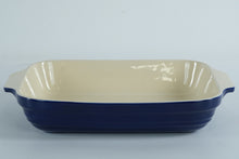 Load image into Gallery viewer, Le Gourmet Chef Stoneware Baking Dish – Blue &amp; Cream – Large 15" Rectangular Casserole
