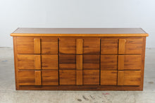 Load image into Gallery viewer, Lea Furniture Vintage Oak Nine Drawer Dresser with Sculptural Pulls
