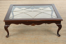 Load image into Gallery viewer, Leaded Glass Top Coffee Table with Carved Cabriole Legs
