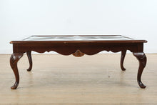Load image into Gallery viewer, Leaded Glass Top Coffee Table with Carved Cabriole Legs
