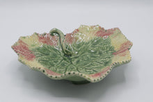 Load image into Gallery viewer, Bordallo Pinheiro Portugal Majolica Leaf Dish Pink Green 7 25 Inch
