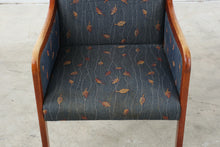 Load image into Gallery viewer, Upholstered Wood Armchair with Leaf Pattern Fabric
