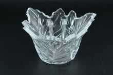 Load image into Gallery viewer, Clear Pressed Glass Leaf Candy Nut Bowl with Ruffled Rim
