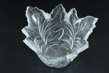Load image into Gallery viewer, Clear Pressed Glass Leaf Candy Nut Bowl with Ruffled Rim
