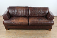 Load image into Gallery viewer, Brown Leather Sofa 90 Inch Modern Transitional Couch
