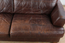 Load image into Gallery viewer, Brown Leather Sofa 90 Inch Modern Transitional Couch
