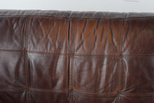 Load image into Gallery viewer, Brown Leather Sofa 90 Inch Modern Transitional Couch
