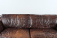 Load image into Gallery viewer, Brown Leather Sofa 90 Inch Modern Transitional Couch
