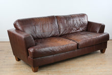 Load image into Gallery viewer, Brown Leather Sofa 90 Inch Modern Transitional Couch
