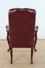 Load image into Gallery viewer, Tufted Burgundy Leather Wingback Armchair with Nailhead Trim
