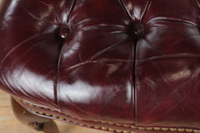Load image into Gallery viewer, Tufted Burgundy Leather Wingback Armchair with Nailhead Trim
