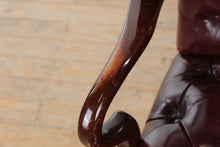 Load image into Gallery viewer, Tufted Burgundy Leather Wingback Armchair with Nailhead Trim
