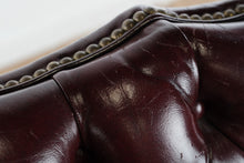 Load image into Gallery viewer, Tufted Burgundy Leather Wingback Armchair with Nailhead Trim
