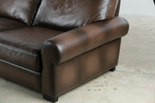 Load image into Gallery viewer, Pottery Barn Brown Leather Extra Large Sofa 109 Inch - Online Only
