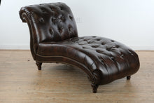 Load image into Gallery viewer, Tufted Leather Chaise Lounge, Brown Button Tufted Accent Chaise
