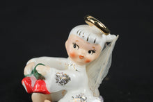 Load image into Gallery viewer, Leftons Japan Angel Figurine Ring Holder Cherry Accent Ceramic
