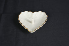 Load image into Gallery viewer, Lenox Wedding Promises Ivory Porcelain Heart Ring Holder Trinket Dish Gold Trim
