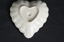 Load image into Gallery viewer, Lenox Wedding Promises Ivory Porcelain Heart Ring Holder Trinket Dish Gold Trim
