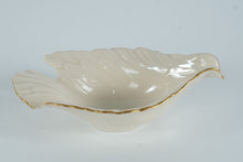 Load image into Gallery viewer, Lenox Dove Collection Porcelain Dish – 8" Ivory Sculpted Dove Bowl w/ 24K Gold Trim, Made in USA
