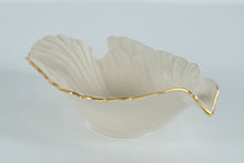 Load image into Gallery viewer, Lenox Dove Collection Porcelain Dish – 8" Ivory Sculpted Dove Bowl w/ 24K Gold Trim, Made in USA
