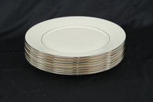 Load image into Gallery viewer, Lenox Maywood Dinner Plates Set of 8 Ivory Platinum Trim 11 Inch USA
