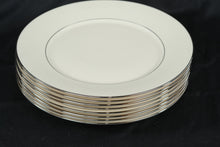 Load image into Gallery viewer, Lenox Maywood Dinner Plates Set of 8 Ivory Platinum Trim 11 Inch USA
