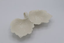 Load image into Gallery viewer, Lenox Monticello Collection Ivory Porcelain Double Leaf Handled Nut / Candy Dish – Made in USA

