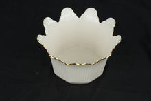Load image into Gallery viewer, Lenox Meridian Collection Ivory Porcelain Centerpiece Bowl Gold Trim Scalloped
