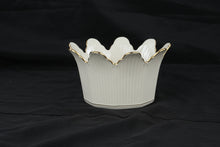 Load image into Gallery viewer, Lenox Meridian Collection Ivory Porcelain Centerpiece Bowl Gold Trim Scalloped

