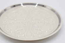 Load image into Gallery viewer, Lenox Ivory Porcelain Scrollwork Plate Silver Platinum Trim 6 Inch USA
